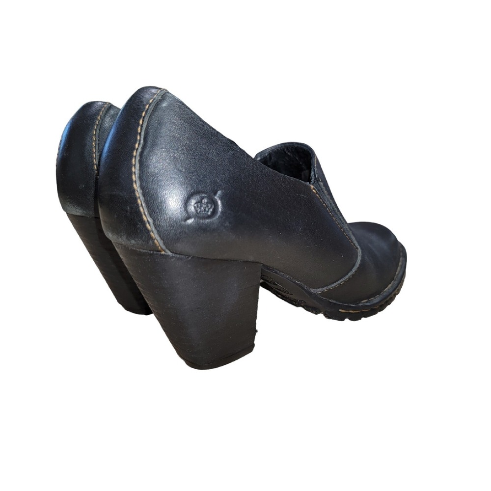 Born Gertrude Womens Black‎ Leather Slip On Heel Pump Clog Shoes Sz 7 US / 38 EU - Picture 4 of 13